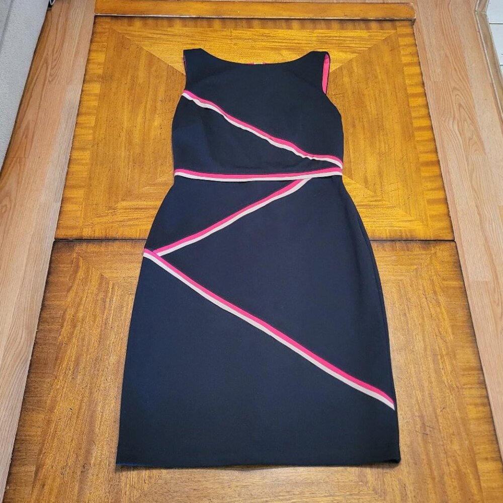 Muse Black Dress with Pink & Beige Ribbon Detail